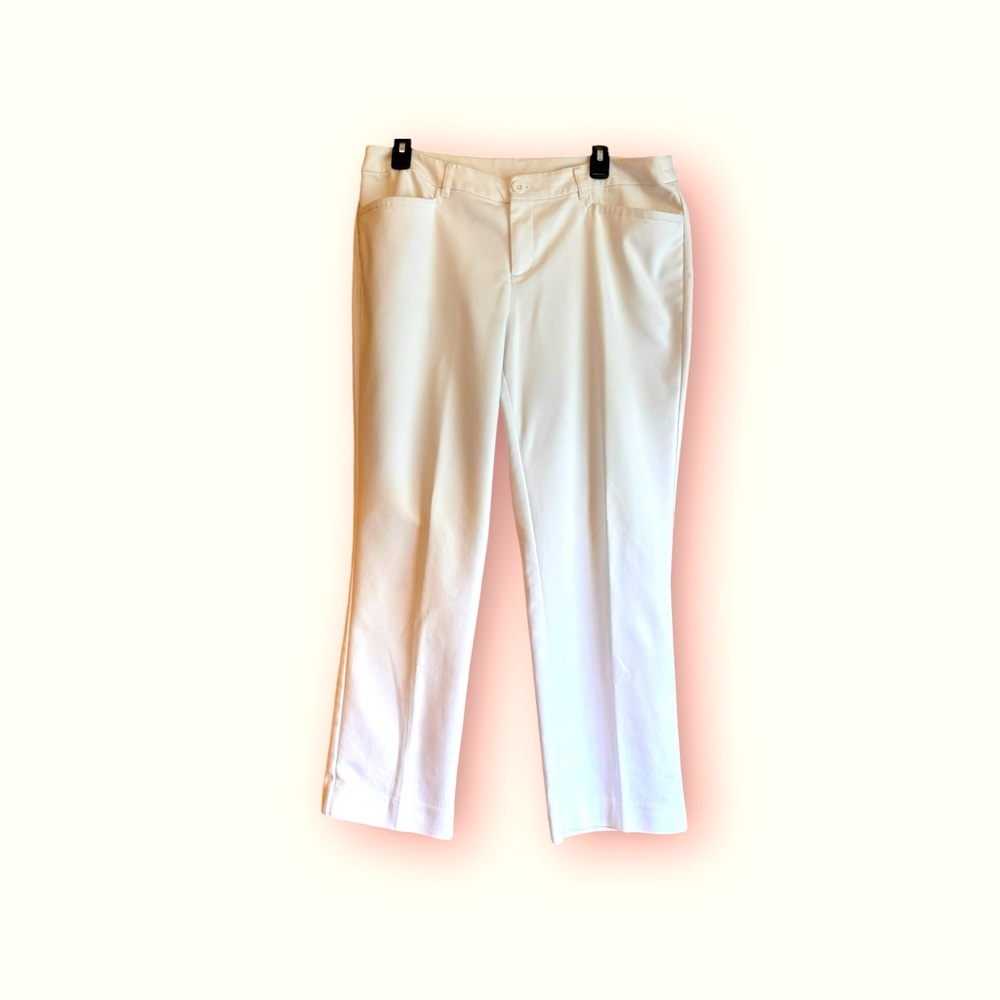 🌸 3/$25 Christopher & Banks~ White Cotton‎ Blend Pant. Size 12P